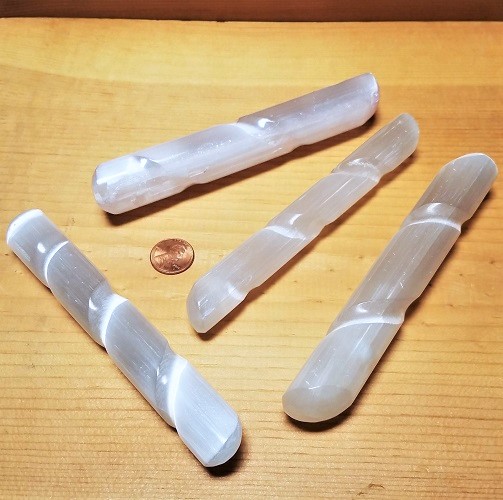 Selenite Wand Spiral with Blunt Ends