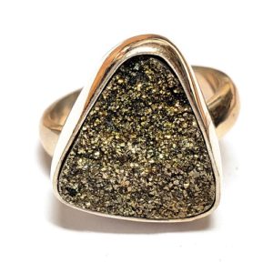 Rainbow Pyrite Ring in Sterling Silver 10