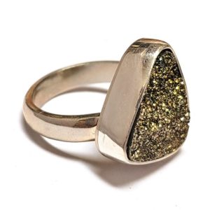 Rainbow Pyrite Ring in Sterling Silver 10