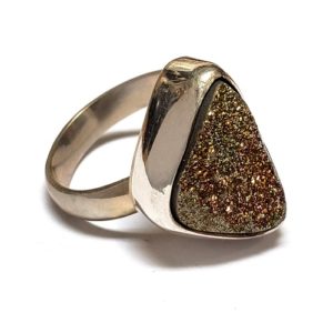 Rainbow Pyrite Ring in Sterling Silver 12