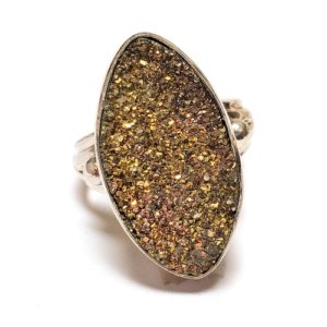 Rainbow Pyrite Ring in Sterling Silver 13
