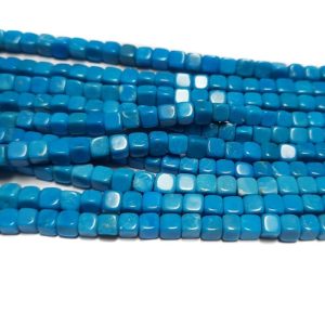 Stabilized Turquoise 4mm Cube Beads